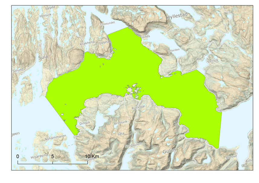 Kart som viser område for Tråling etter laks